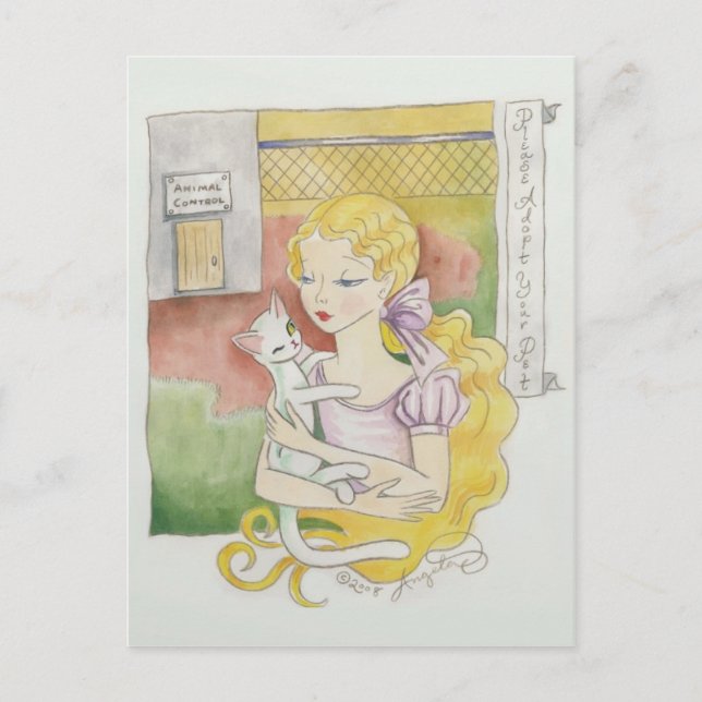 Vänligen Adoptera Ditt Husdjur Konstkort Vykort (Framsida)