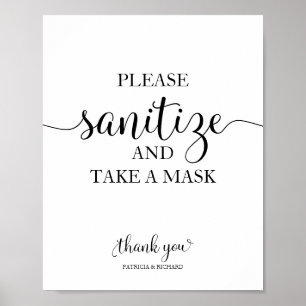 Vänligen Desinficera Och Ta En Mask Bröllopsskylt Poster