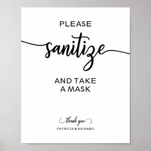 Vänligen Desinficera Och Ta En Mask Bröllopsskylt Poster