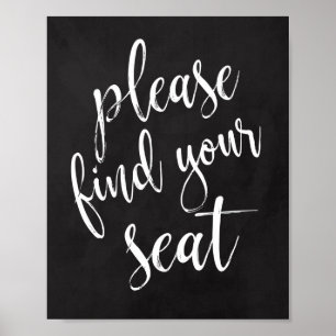 Vänligen hitta din plats 8x10 Kritbräda Bröllopssk Poster