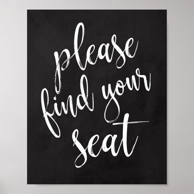 Vänligen hitta din plats 8x10 Kritbräda Bröllopssk Poster (Framsidan)