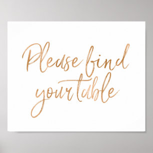 Vänligen hitta din plats 8x10 Rose Gold Bröllop Poster