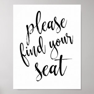Vänligen hitta din plats Glitter 8x10 bröllopsskyl Poster