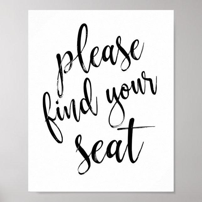 Vänligen hitta din plats Glitter 8x10 bröllopsskyl Poster (Framsidan)