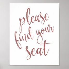 Vänligen Hitta Din Plats Rosa Guld Glitter 8x10 Sk Poster