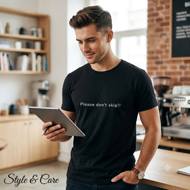 Vänligen hoppa inte över! Statement Mark Svarta He T Shirt (Please don't skip! Statement Mark Black Men's T-Shirt)