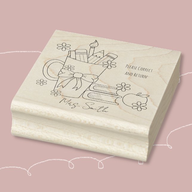 Vänligen korrigera och returnera lärare trästämpel stämpel (Correct and return personalized teacher wood art stamp .)