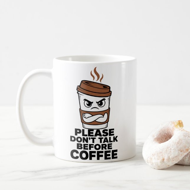 Vänligen prata inte innan kaffe Rolig Introvert Mu Kaffemugg (Med munk)