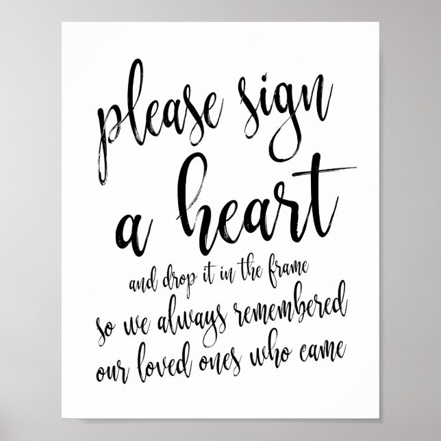 Vänligen Signera Ett Hjärta Rustik Bröllop 8x10 Sk Poster (Framsidan)