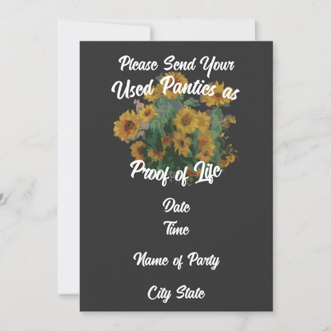 Vänligen skicka dina begagnade trosor som bevis på inbjudningar (Framsida)