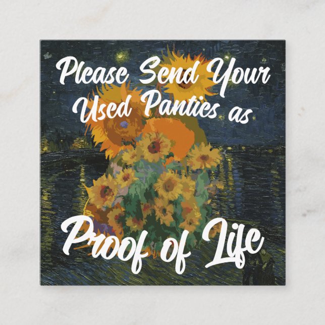 Vänligen skicka dina begagnade trosor som bevis på tilläggskort (Framsida)