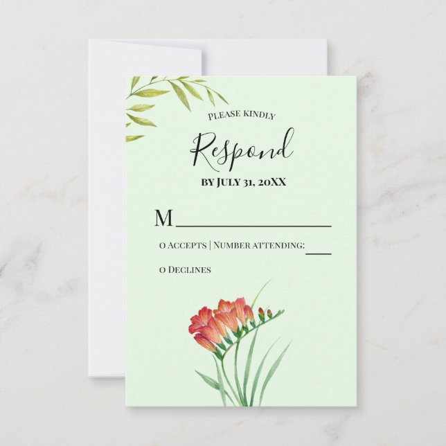 Vänligen svara akvarell orange Crocosmia Lucifer OSA Kort (Framsida)