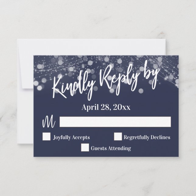 Vänligen svara med typografi Gnistrande ljus Navy OSA Kort (Framsida)