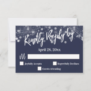 Vänligen svara med typografi Gnistrande ljus Navy OSA Kort