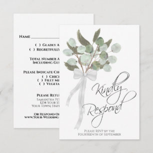 Vänligen svara på Rustic Eucalyptus Bouquet Bröllo OSA Kort