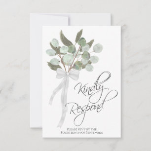 Vänligen svara på Rustic Eucalyptus Bouquet Bröllo OSA Kort