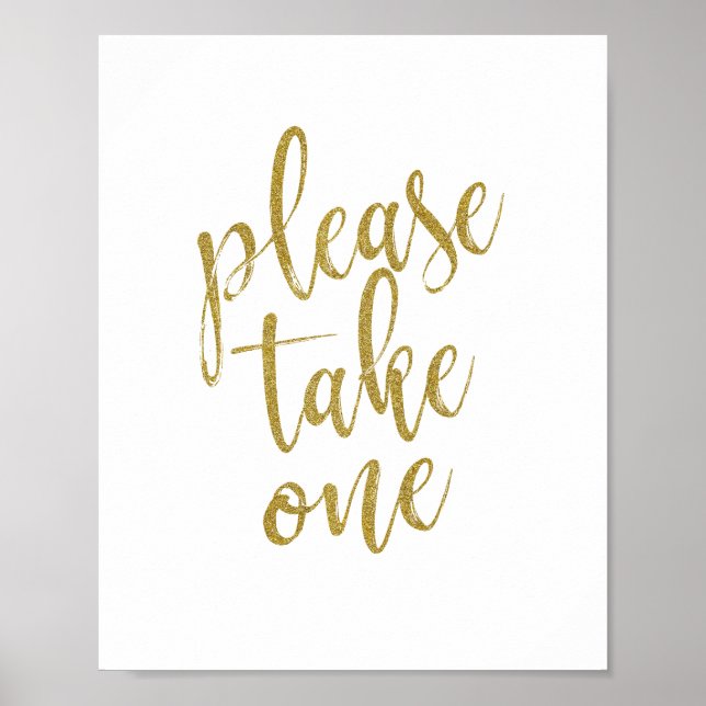 Vänligen Ta En Glitter 8x10 Bröllopsskylt Poster (Framsidan)