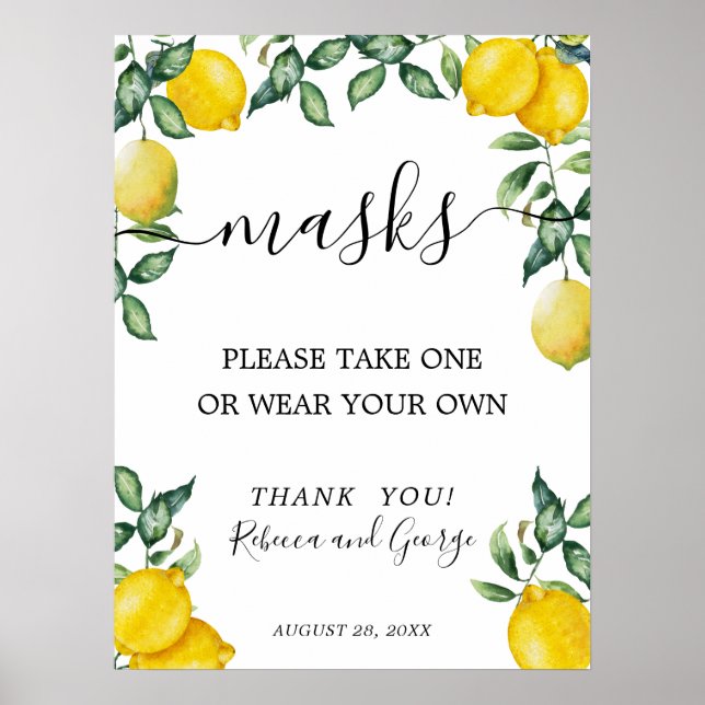 Vänligen ta en maskskylt med citroner poster (Framsidan)