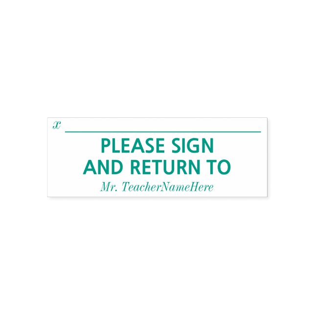 "VÄNLIGEN UNDERTECKNA OCH ÅTERVÄNDA TILL" och Namn Självfärgande Stämpel (Design)