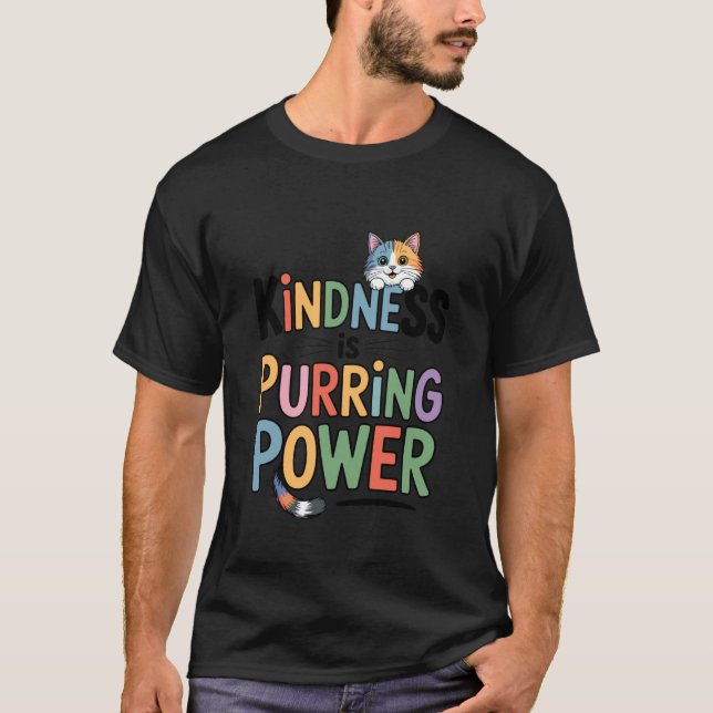 Vänlighet är Kattens Spinnande Kraft Söt. T Shirt (Framsida)