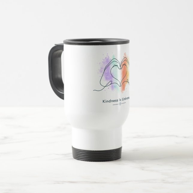 Vänlighet är universell Pride-hjärtdesign Resemugg (Framsida vänster)