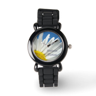 Vänlighet är viktigt Ur White Daisy Flower Blue Armbandsur