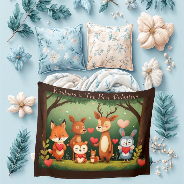 Vänlighet Bästa Alla hjärtans dag Skogsdjur Barnka Fleecefilt (Kindness Best Valentine Woodland Animals Nursery Fleece Blanket)