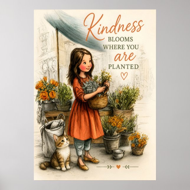 Vänlighet blommar varsamt dagligen poster (Framsidan)
