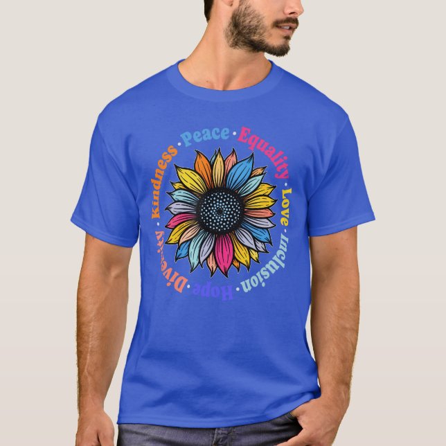 Vänlighet Fred Jämlikhet Kärlek Hopp Mångfald Mäns T Shirt (Framsida)