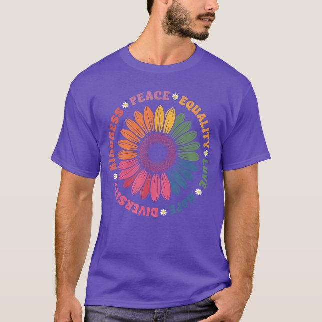Vänlighet Fred Likhet Kärlek Hopp Mångfald Mänskli T Shirt (Framsida)