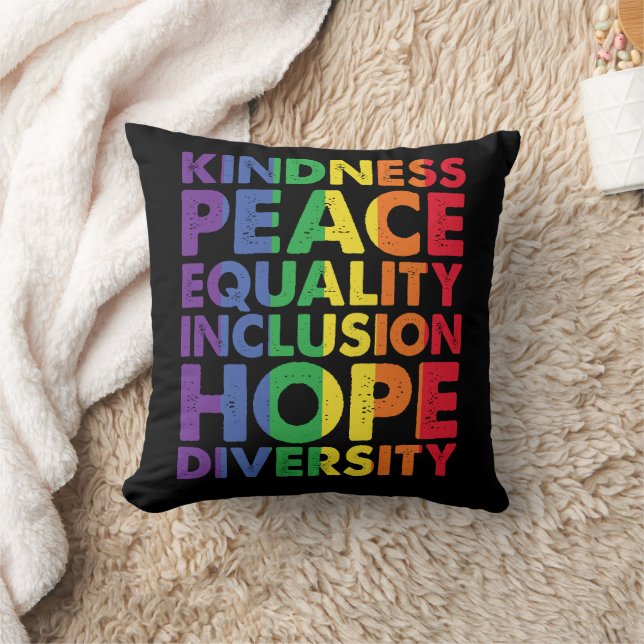Vänlighet Fred Likhet Kärlek Inkludering Hopp HBTQ Kudde (Filt)