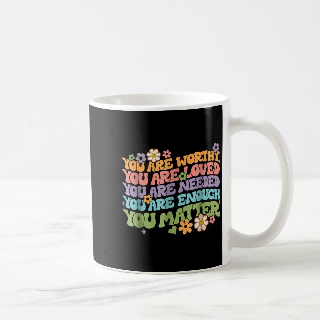 Vänlighet var snäll groovy psykisk hälsomedvetenhe kaffemugg (Höger)