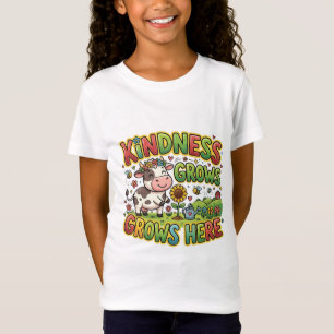 Vänlighet Växer Här Söt Ko T-Shirt Barn Gård