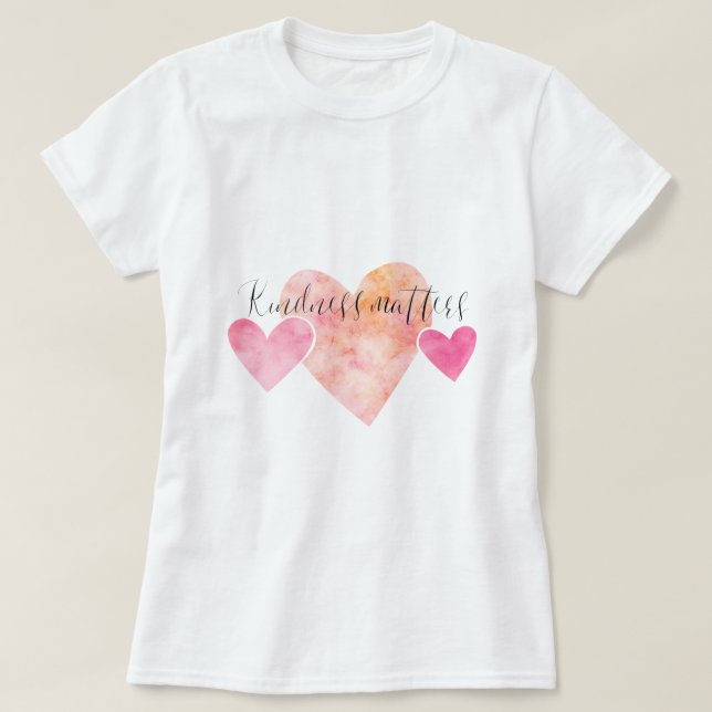 Vänligheten betyder rosa vattenfärghjärtor tee shirt (Design framsida)