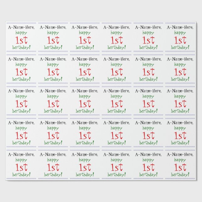 Vanligt 1-års födelsedagsinpackningspapper presentpapper (Platt)