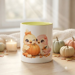 Vänligt Fågelduo Halloween Pumpa Mugg