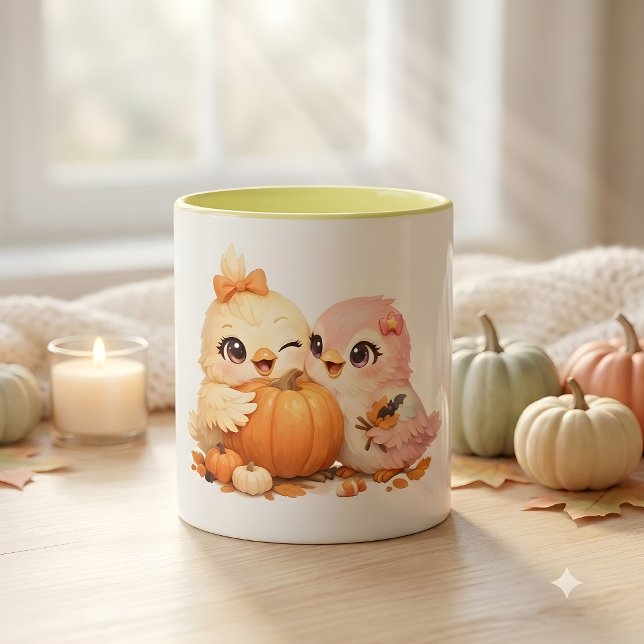 Vänligt Fågelduo Halloween Pumpa Mugg (Skapare uppladdad)