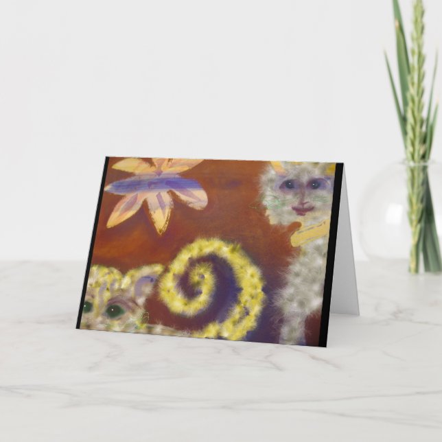 Vänligt Hårig Katt blankt hälsningskort Kort (Framsida)