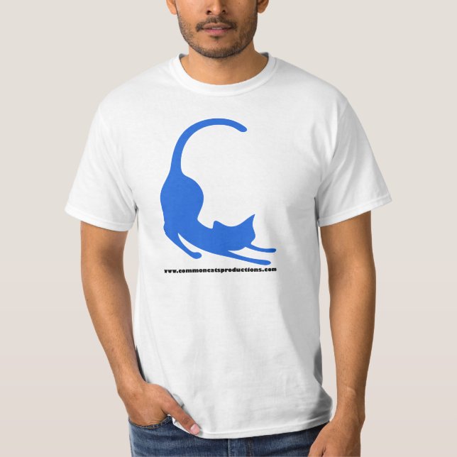 Vanligt kattlogotypblått tee shirt (Framsida)
