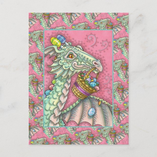 VÄNLIGT PÅSKÄGG DRAGON, CUTE FANTASY HELG VYKORT (Framsida)