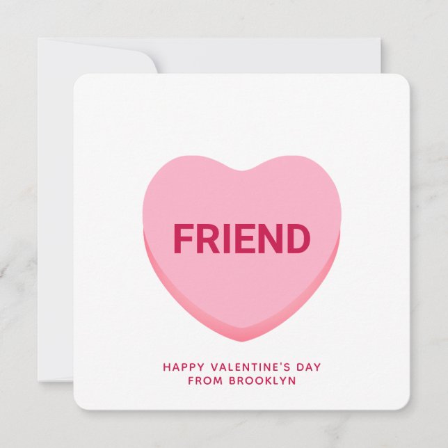 Vänligt rosa-konversationshjärta Valentinkort (Framsida)