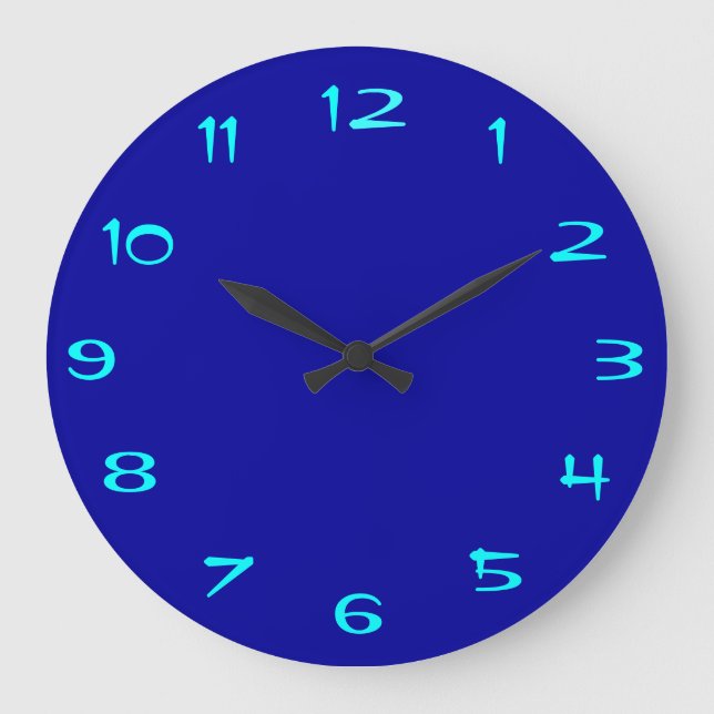 Vanligt Royal Blue och Aqua > Plain RoundClocks Stor Klocka (Framsida)