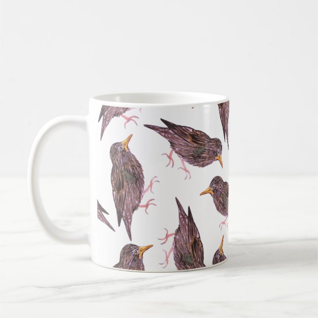 Vanligt stare eller européstarefåglar kaffemugg (Vänster)