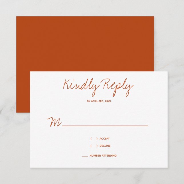 Vänligt svar Typografi Bränn Orange Bröllop (Fram/baksida)