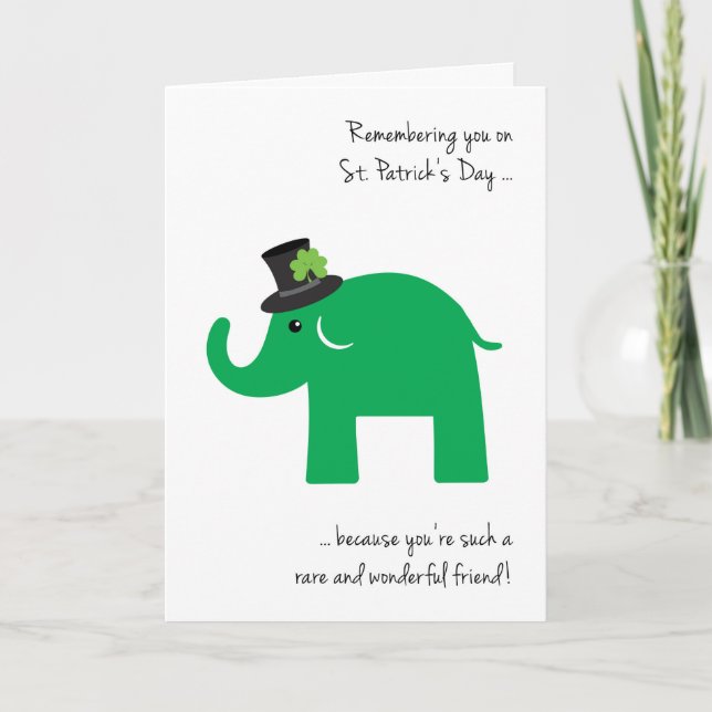 Vännen på St. Patrick's Day Cute Grönt Elephant Kort (Framsida)