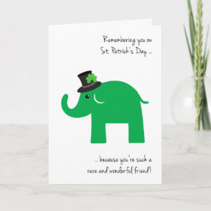 Vännen på St. Patrick's Day Cute Grönt Elephant Kort