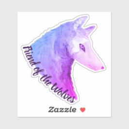 Vännen på Vargen Vargar Lila Watercolor Klistermärken