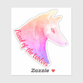 Vännen på Vargen Vargar Rosa Watercolor Klistermärken