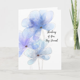 Vännen tänker på dig, Wispy Soft Blåa blommor Kort