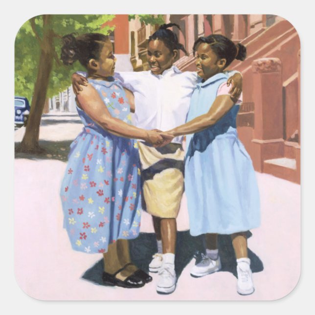 Vänner 2001 fyrkantigt klistermärke (Framsida)